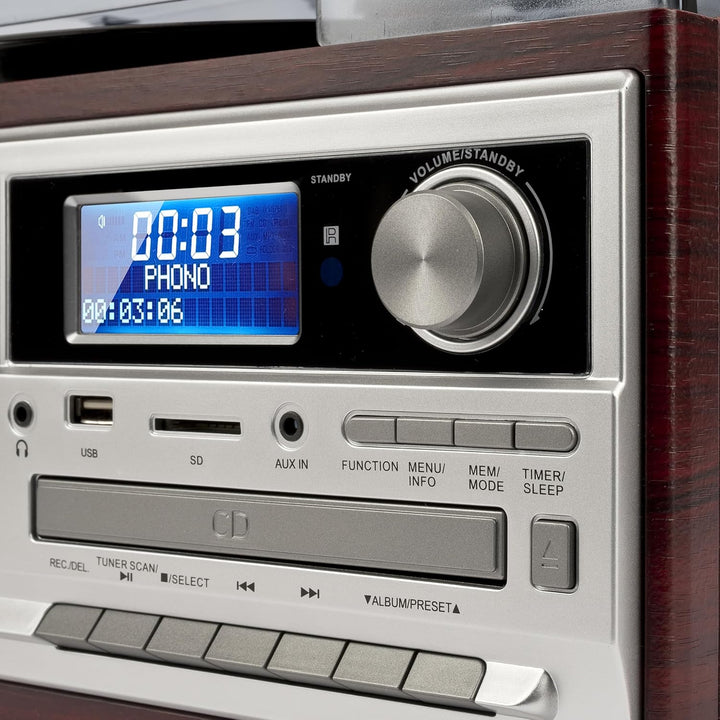 Trevi TT 1072 DAB Bluetooth-Stereo-Plattenspieler mit digitalem DAB/DAB+-Empfänger, Encoding-Funktio