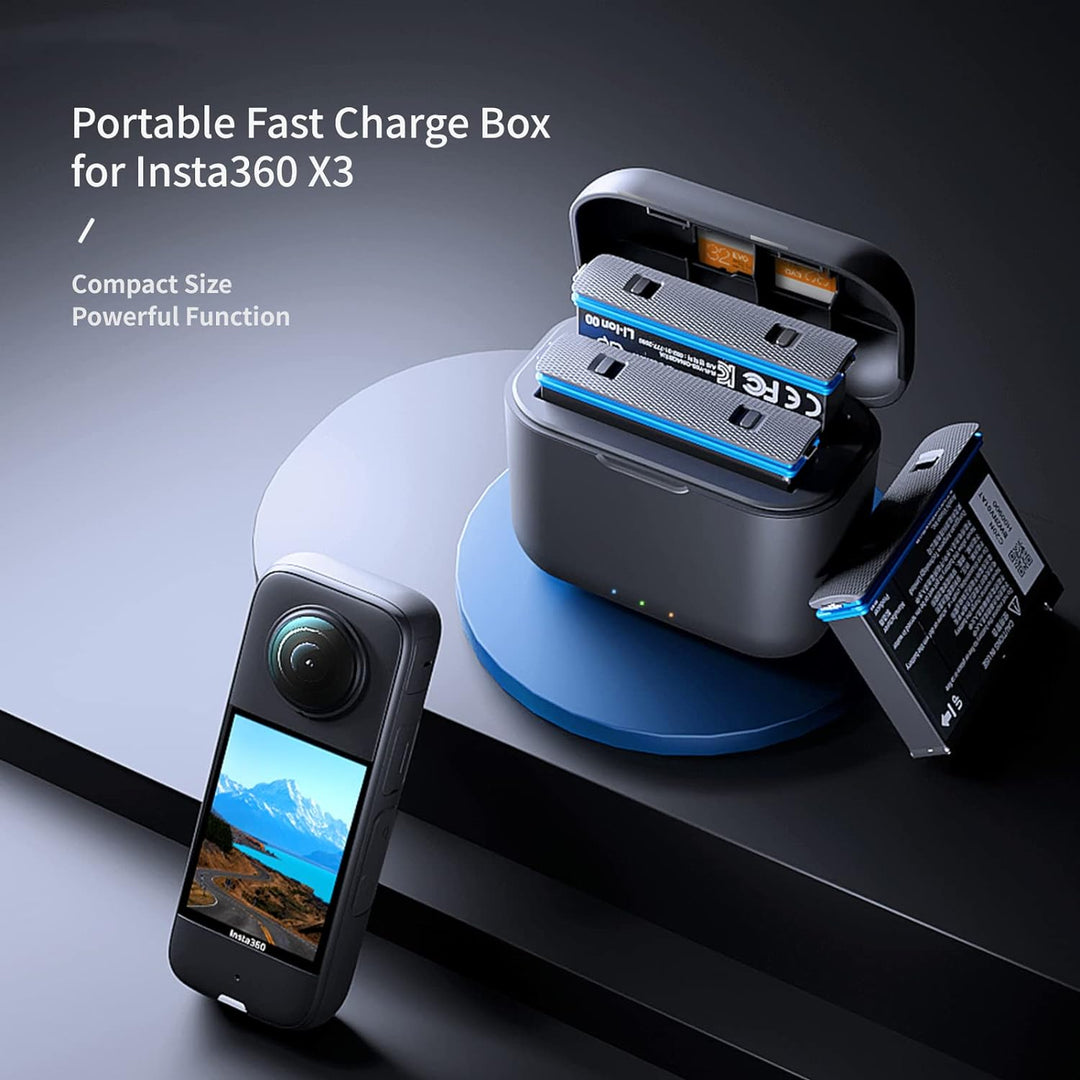 MotuTech Ladegerät für Insta360 X3 One X3 Tragbares Gehäuse Ladestation Typ C PD3.0 QC Schnellladung