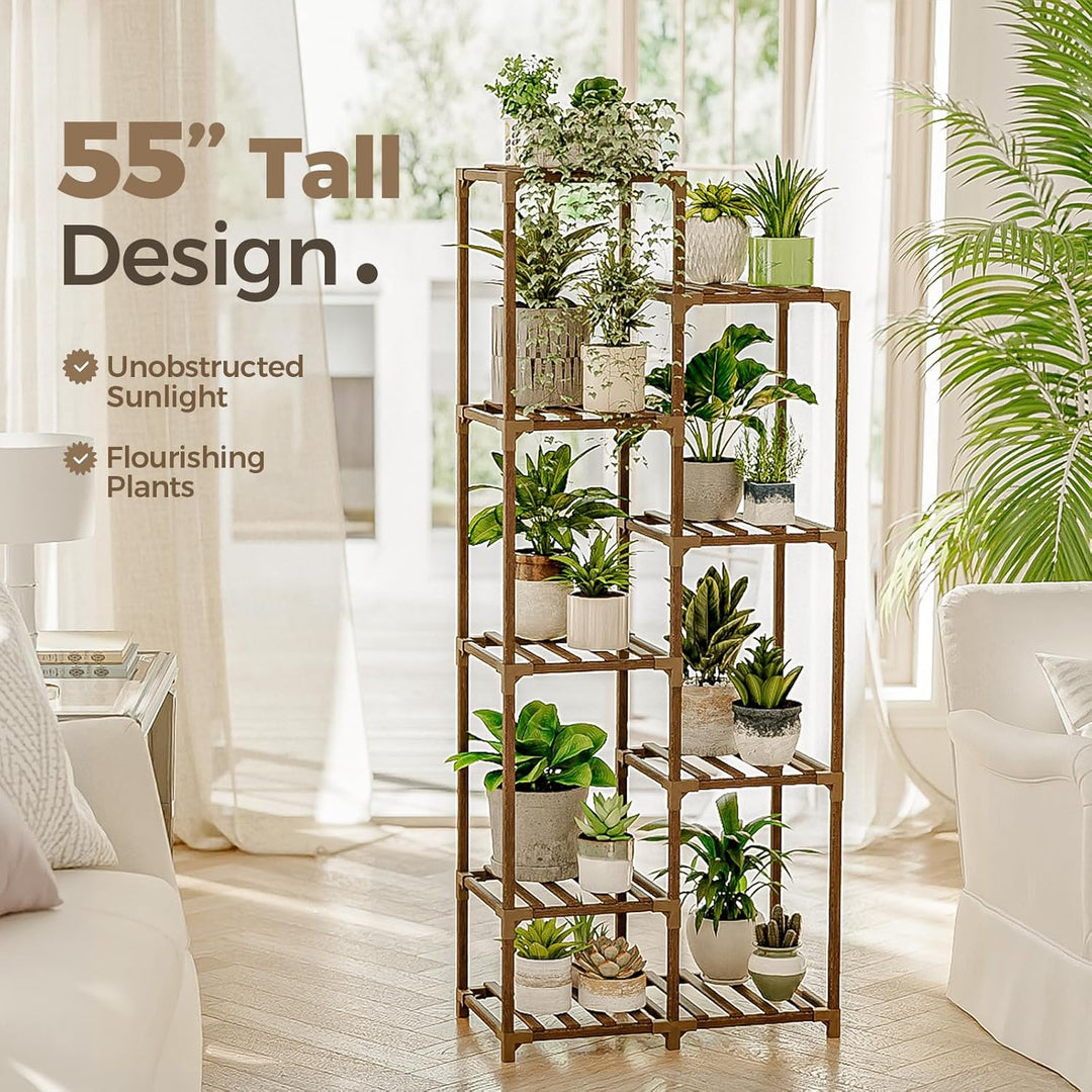 Bamworld Pflanzenständer für Zimmerpflanzen Outdoor Eckpflanzenregal Blumenständer für Wohnzimmer Ba