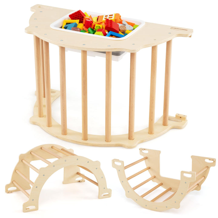 COSTWAY Kletterbogen, 8 in 1 Klettergerüst Indoor mit Aufbewahrungsbox, Kinder Spielplatz zum Klette
