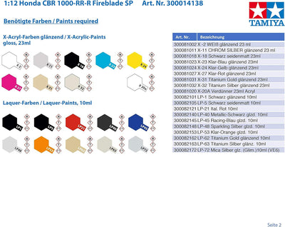 TAMIYA 14138 300014138 1:12 Honda CBR 1000-RR-R Fireblade SP, originalgetreue Nachbildung, Modellbau