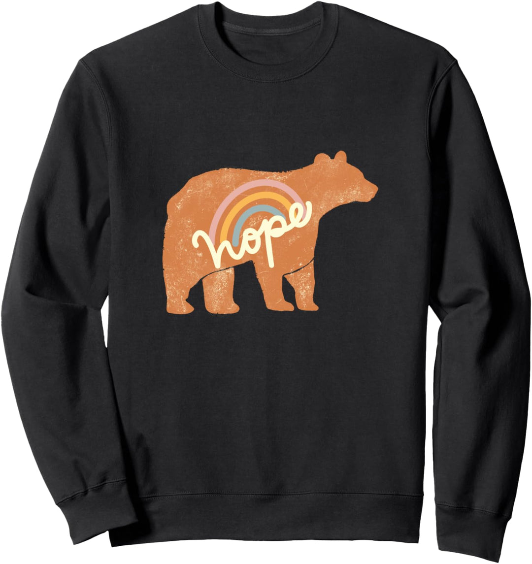 Bear Hope Rainbow Trendy Boho Modern Gift for Teenager Sweatshirt