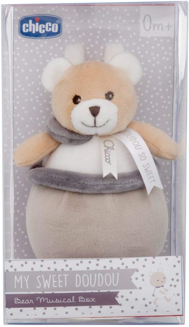 Chicco My Sweet Doudou Spieluhr Bärchen, aus weichem Velours zum Befestigen an der Wiege, mit Schlaf