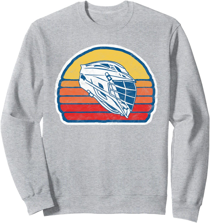 Retro Lacrosse Helmet Lax Design & Vintage 80s Sunset Sweatshirt