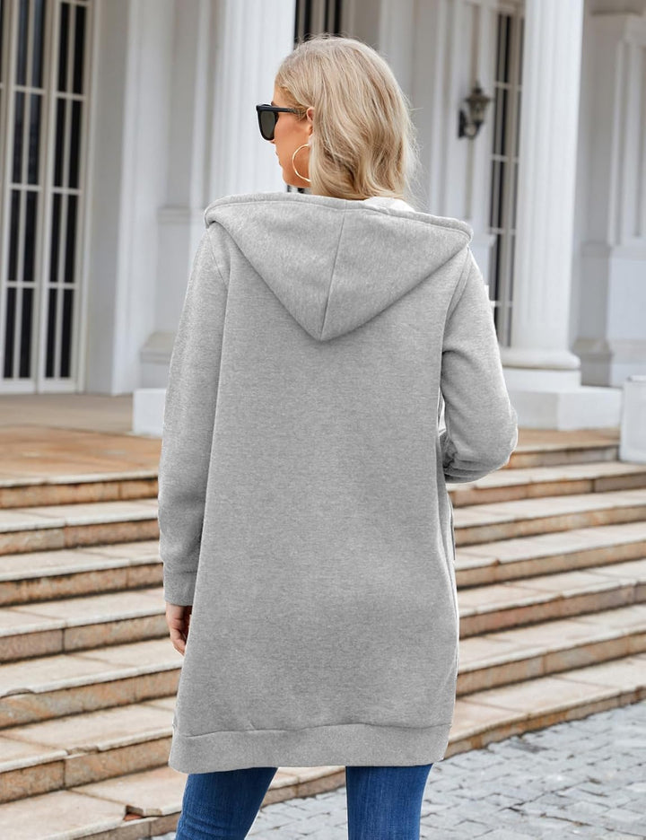 Svanco Damen Hoodie Kapuzenpullover Sweatshirt Langarm Pullover Langen Mantel Jacke Tops Outwear für