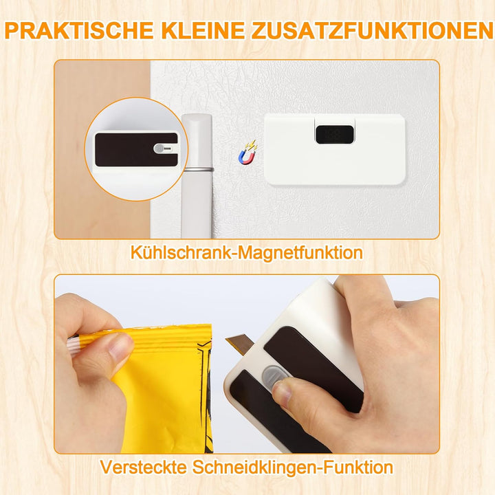 Mini Beutel Versiegeler, wiederaufladbare Versiegelungsmaschine mit LED-Power-Anzeige, Heisssiegelge
