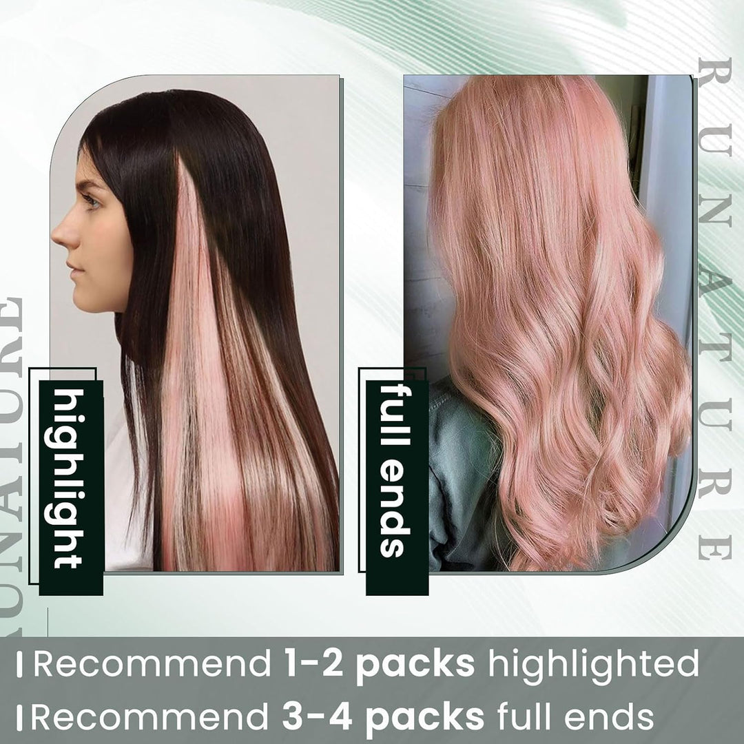 RUNATURE Bonding Extensions Echthaar Rosa 40cm Menschliches Haar Extensions Echthaar Bondings Rosa U
