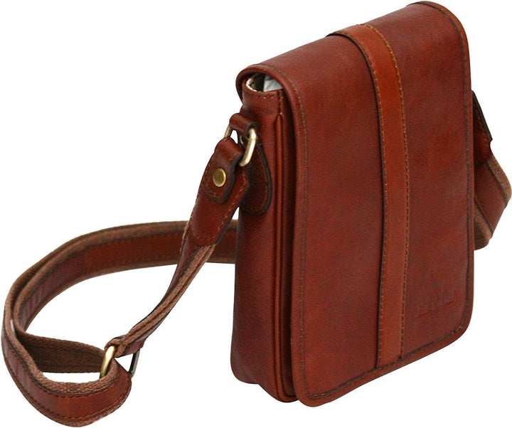 Unisex Kleine Schultertasche aus Echtleder Cognac, Cognac