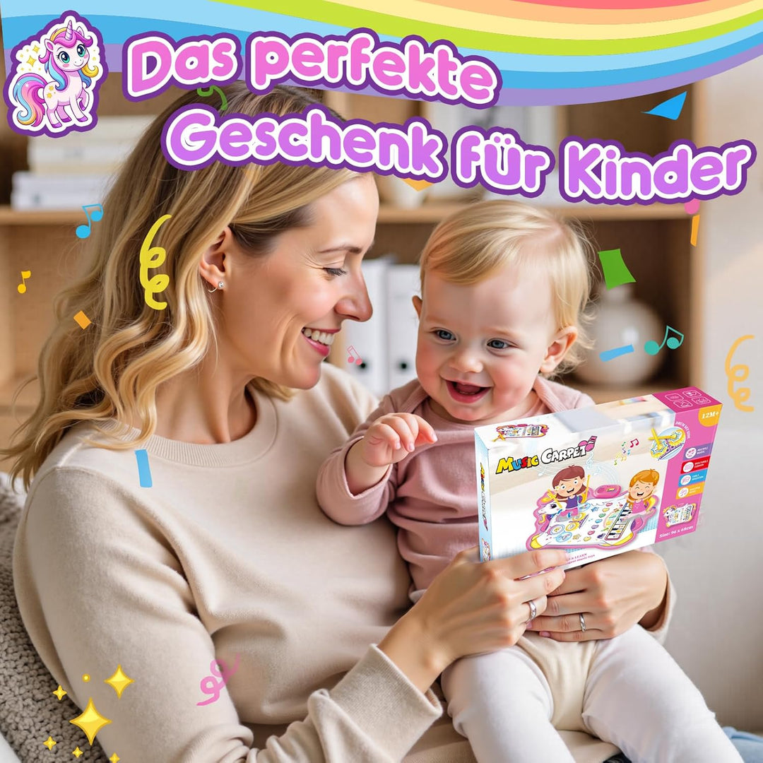 Baby Spielzeug Ab 1 2 Jahre Mädchen, Einhorn 3-in-1 Musikmatte Mit 8 Tiergeräuschen, 10 Demoliedern