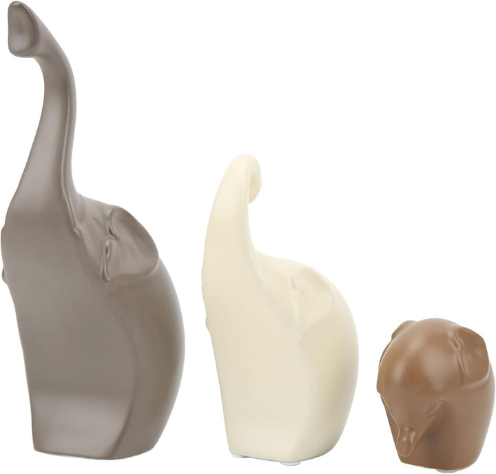 3 Stück Keramik Elefanten Figur Deko, 23cm Helle Farbe Moderner Stil Porzellan Elefant Statue, Feng