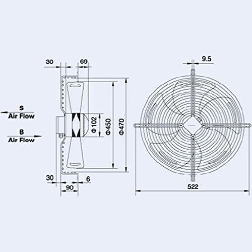 Ventilator Axial premente Ø 450 mm 230 W 220 V – mit Motor und Grill
