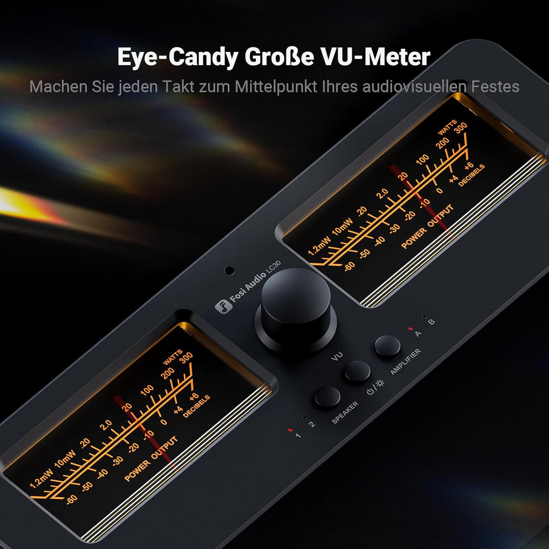 [Verbessert] Fosi Audio LC30 VU Meter Verstärker Lautsprecherwähler-Box, 2-Wege Analog-Audioschalter