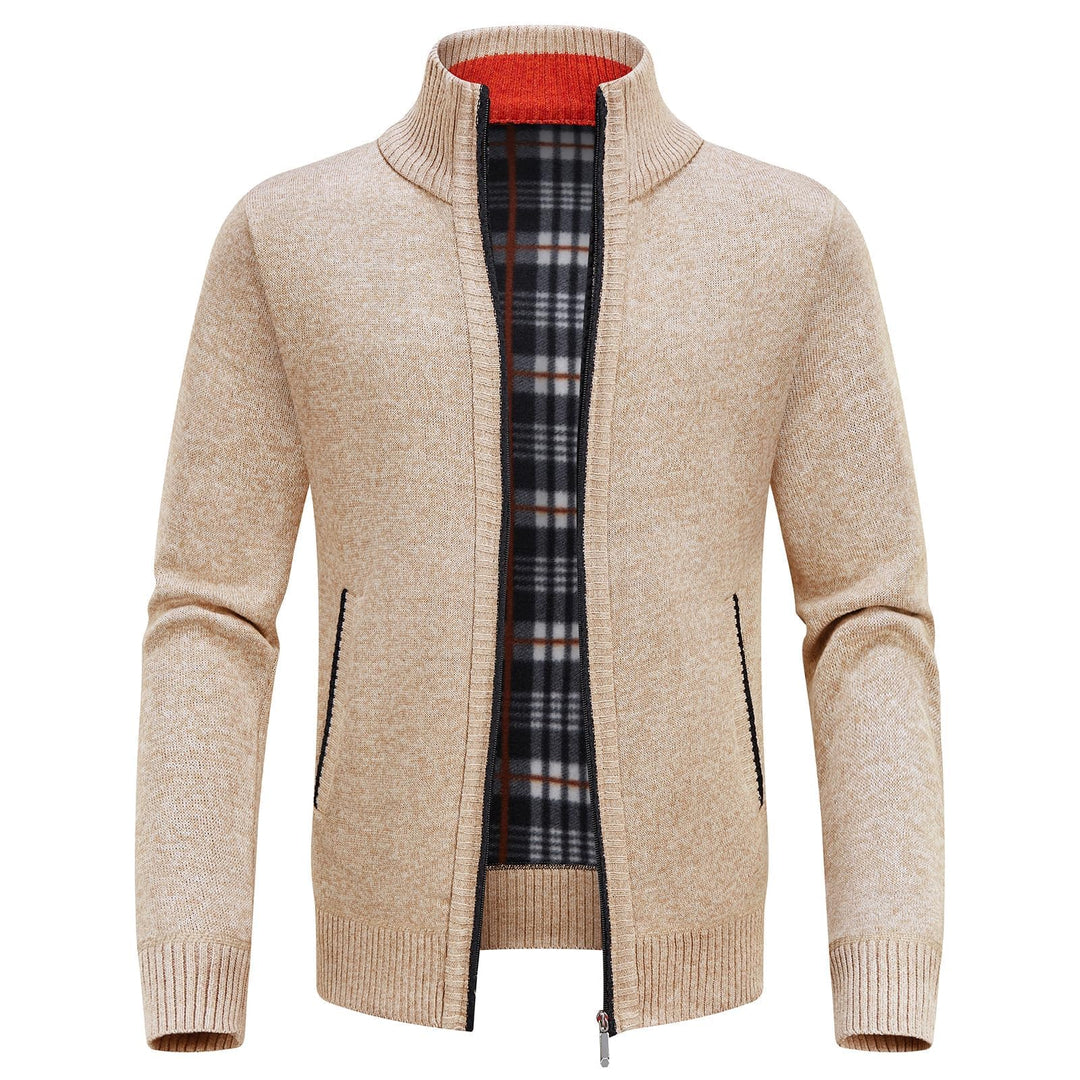 KUDORO Strickjacke Herren Cardigan Trachtenjacke mit Reissverschluss Gestrickt Wintermantel Strickja