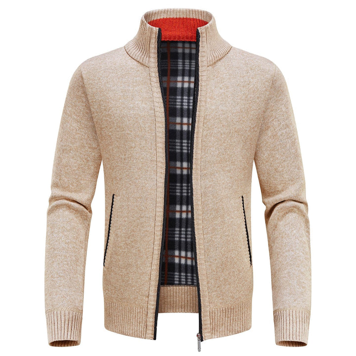 KUDORO Strickjacke Herren Cardigan Trachtenjacke mit Reissverschluss Gestrickt Wintermantel Strickja