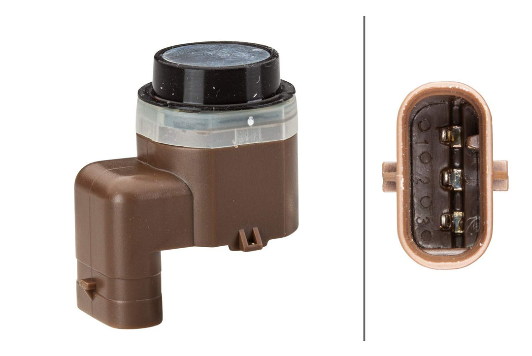 HELLA 6PX 358 141-121 Sensor, Einparkhilfe - gewinkelt - 3-polig - gesteckt - lackierbar