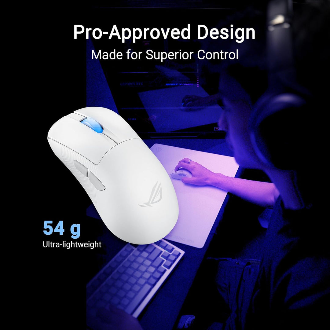 ASUS ROG Keris II Ace Wireless AimPoint White Gaming Maus | Weiss | ergonomisch, optischer Sensor RO