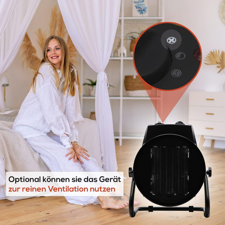 Tronitechnik® 3000W Elektroheizer Heizlüfter Bauheizer Keramik Heizstrahler elektrisch Heizgerät mit