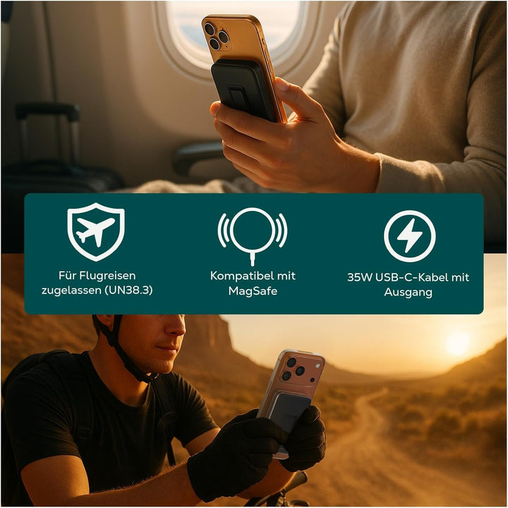 Magnetische Powerbank Qi2.2 25W Zertifiziert – Wireless Powerbank 10000mAh Schnellladen Ladegerät -