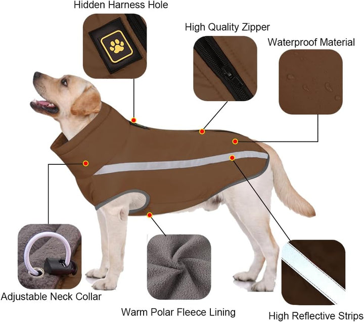 FEimaX Hundemantel Hundejacke wasserdichte Reflektierende Wintermantel mit Fleece Gefüttert Hund Wel