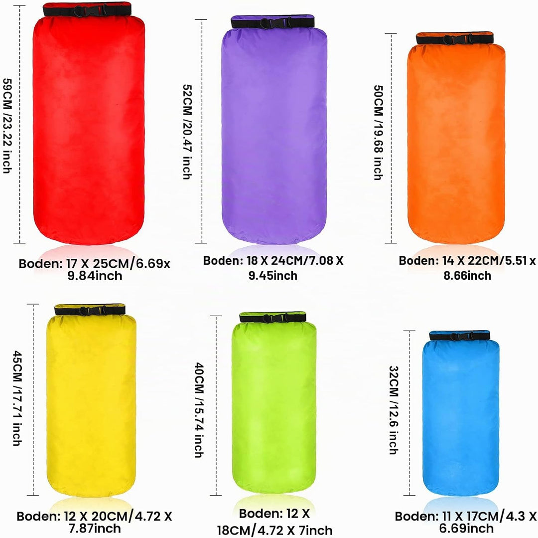 6 Stück wasserdichte Trockenbeutel Set Trockensack Leicht Luftdicht Packsack Set 20 L 15 L 10 L 8 L