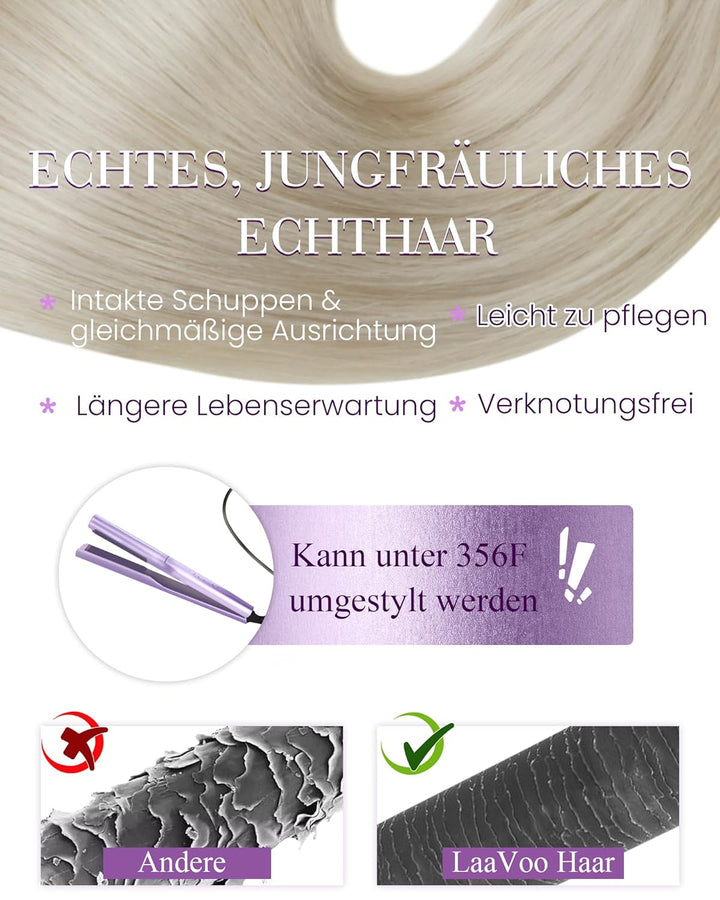 LaaVoo Microring Extensions Echthaar Blond 55cm Remy Haarverlängerung Microring Echthaar Brasilianis