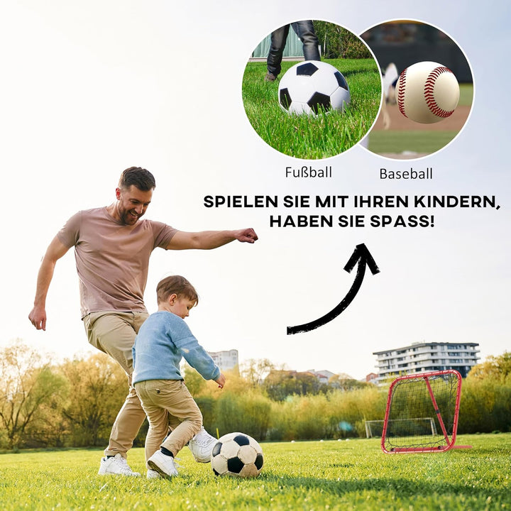 HOMCOM Rebounder für Fussball, 78 x 84 cm Prellwand mit Heringen, verstellbar in 5 Stufen, tragbar,
