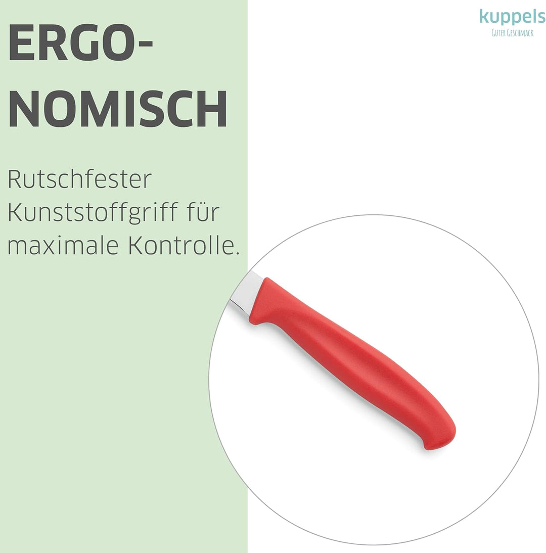 Kuppels Küchenmesser Set 9-tlg rot, scharfe Klingen 420HC Stahl | Gemüsemesser, Schälmesser und Obst
