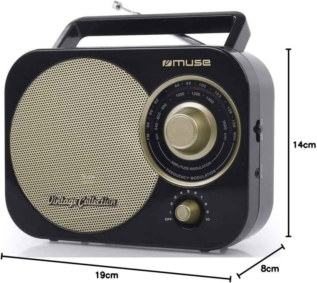 Muse Nostalgie Retro Radio mit UKW- und MW Tuner, Teleskopantenne, tragbar für Netz- und Batteriebet