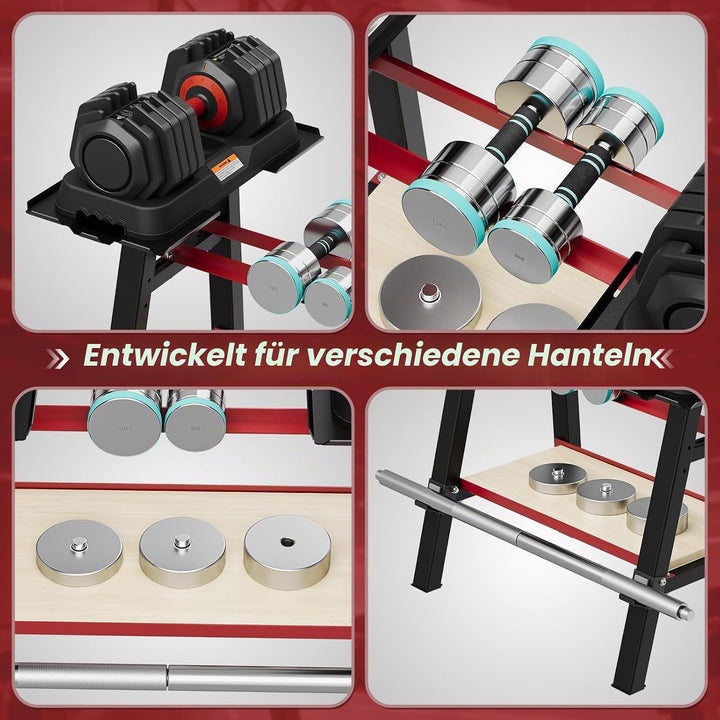 Dripex Hantelständer 3-stöckiges verstellbares Hantelregal, Gewichtslagerständer für Hanteln und Han