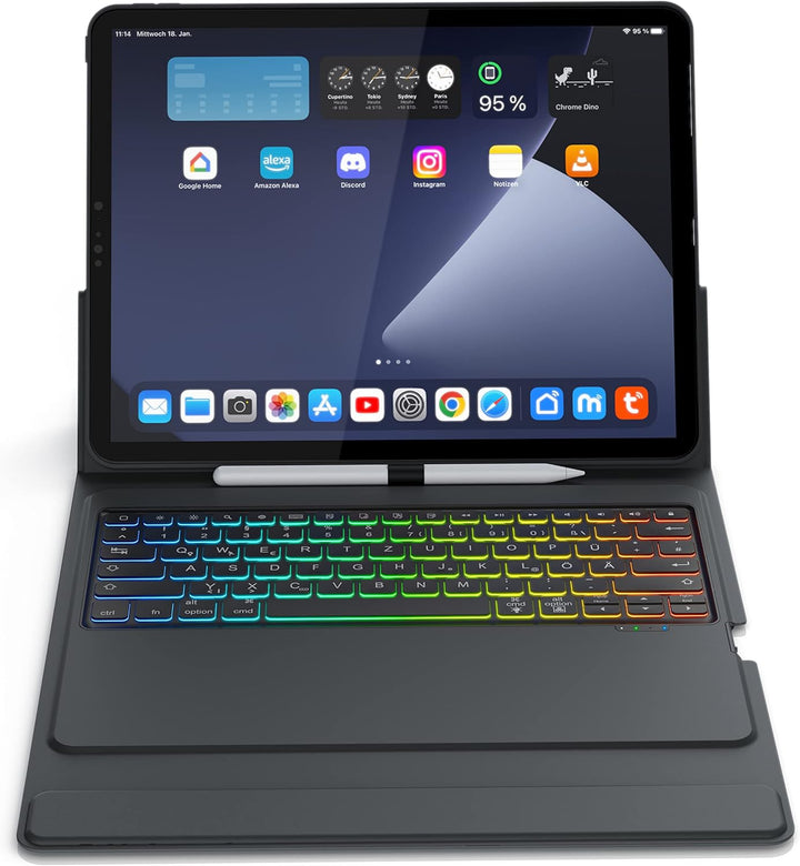 CSL - iPad Pro Tastatur Bluetooth mit Hülle - 12,9 Zoll - kompatibel mit iPad 4te, 5te, 6te Generati