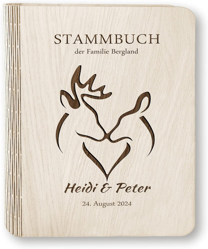Stammbücher Holz Stammbuch der Familie personalisiert Takura Holzbuch A5 oder A4 Familienstammbuch H