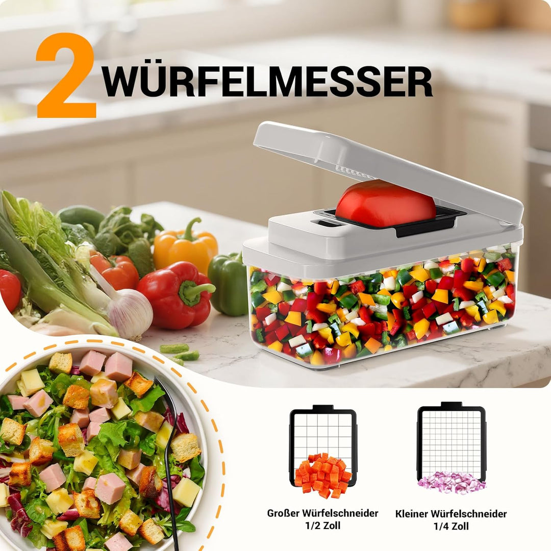Gemüseschneider, Mandoline Gemüsehobel, Gurkenhobel Zwiebelschneider, 12 in 1 Multifunktionaler Gemü