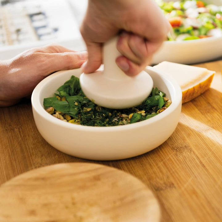 BergHoff Mörser mit Stössel 17 cm - Leo (Gewürzmörser aus Steingut, für Kräuter / Gewürze, Mühle, fü