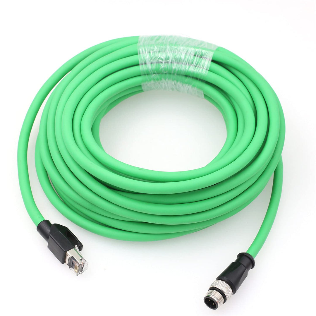 HangTon Ethernet-Kabel M12 4-polig D-kodiert Stecker auf RJ45 Cat5e geschirmt High Flex Industrie Ne