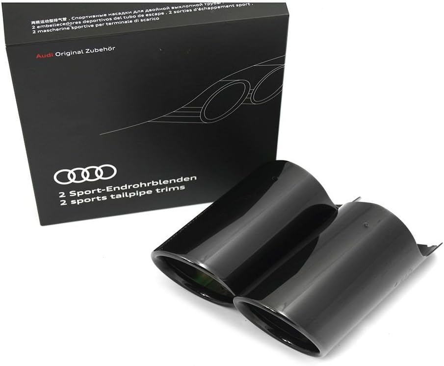Original Audi Q2 Sport Endrohrblenden schwarz verchromt 2-flutig links Exterieur Auspuffblenden 81A0