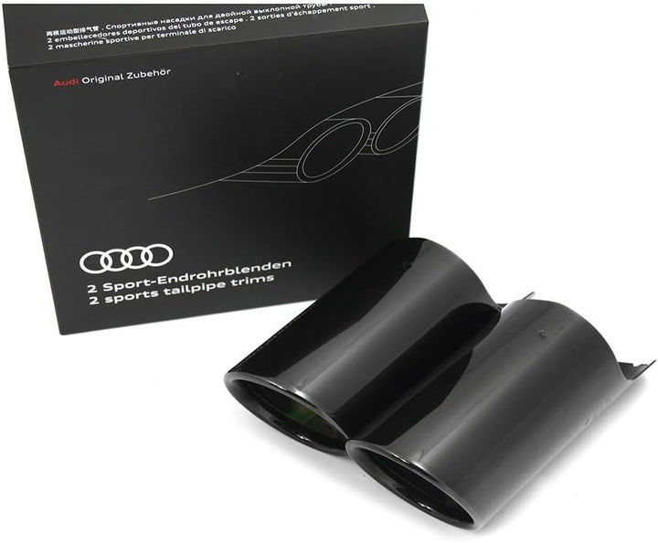 Original Audi Q2 Sport Endrohrblenden schwarz verchromt 2-flutig links Exterieur Auspuffblenden 81A0