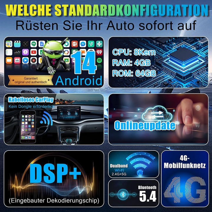 Amaseaudio Android 10 Autoradio, DSP+, 10.1" 90 gedreht Touchscreen, 2 Din für Universal, DSP+, Unte