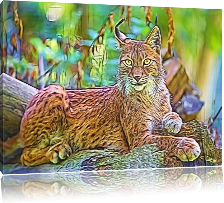 aufmerksamer Luchs Deluxe Format: 100x70 cm auf Leinwand, XXL riesige Bilder fertig gerahmt mit Keil