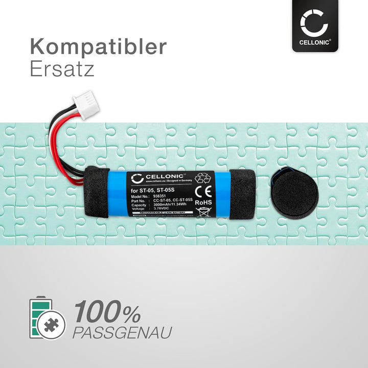 CELLONIC 1x Akku für Lautsprecher Kompatibel mit Sony SRS-XB21, ST-05 - (3000mAh, 3.78V)