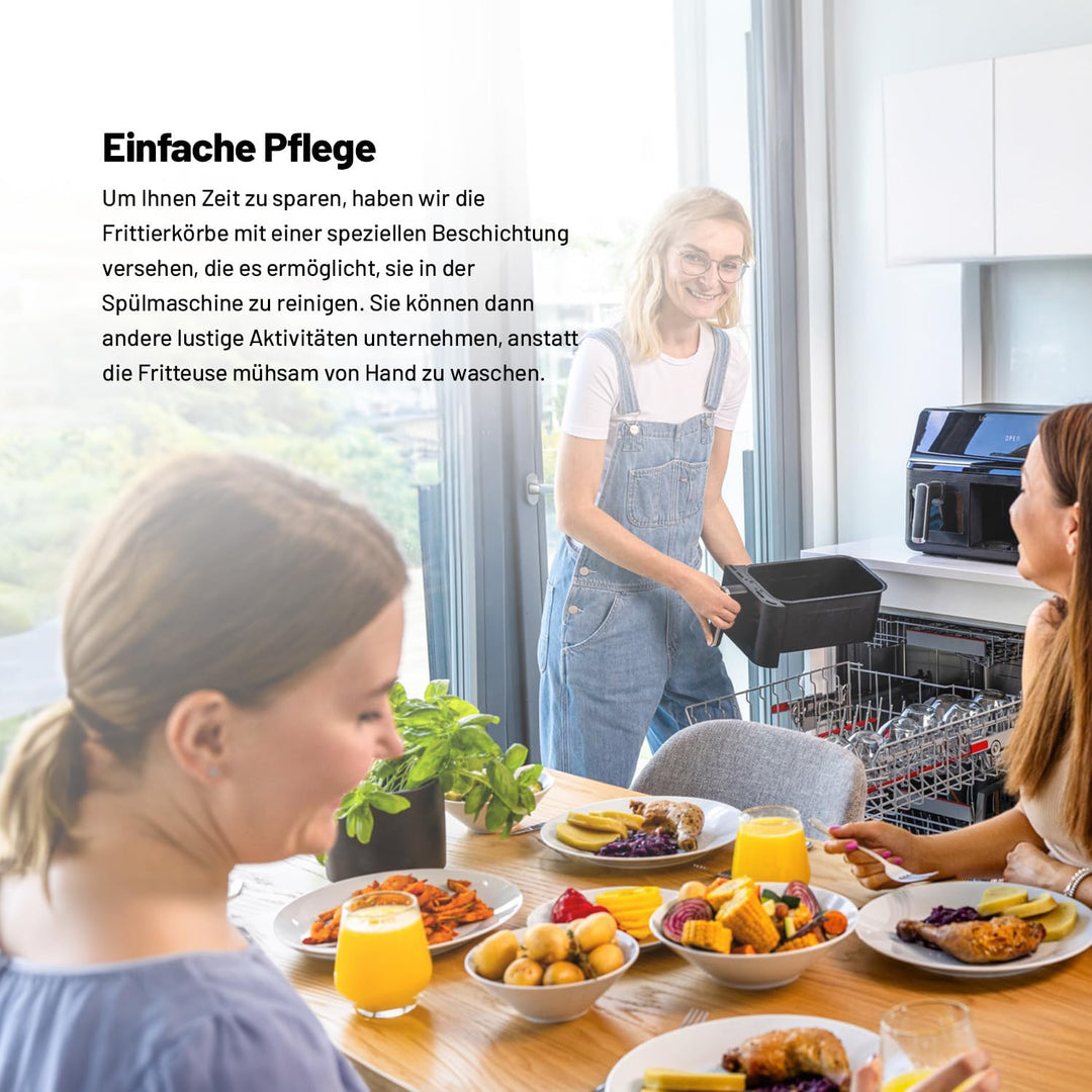 Lauben DualZone® Heissluftfritteuse 8000BC Air Fryer mit zwei Körben, Gesamtvolumen 8l, individuelle