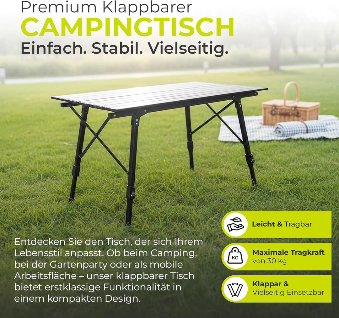 Werkfox Camping-Tisch Klapptisch Klappbarer Multifunktionstisch Mehrzwecktisch; Höhenverstellbarer F