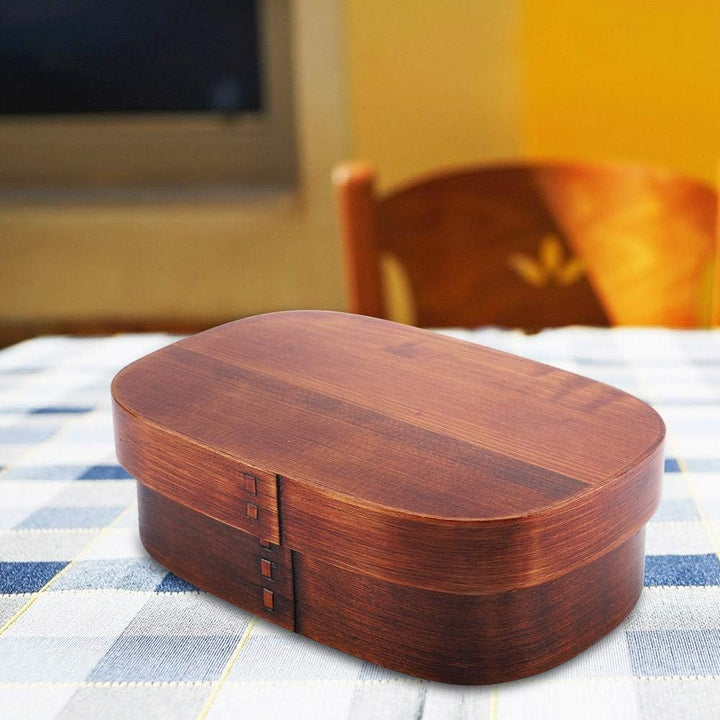 Holz-Lunch-Container-Box, tragbare Bento-Boxen Vintage Leakproof Food-Vorratsbehälter mit festem Gur