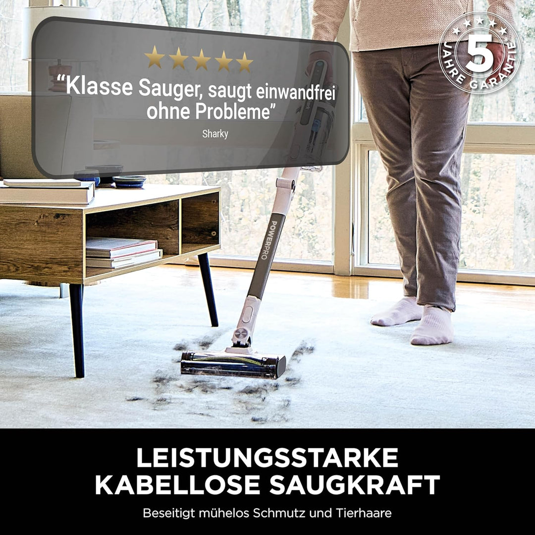Shark PowerPro Akku-Staubsauger freistehend, bis 50 Min. Laufzeit, kabellos, beutellos, für Tierhaar