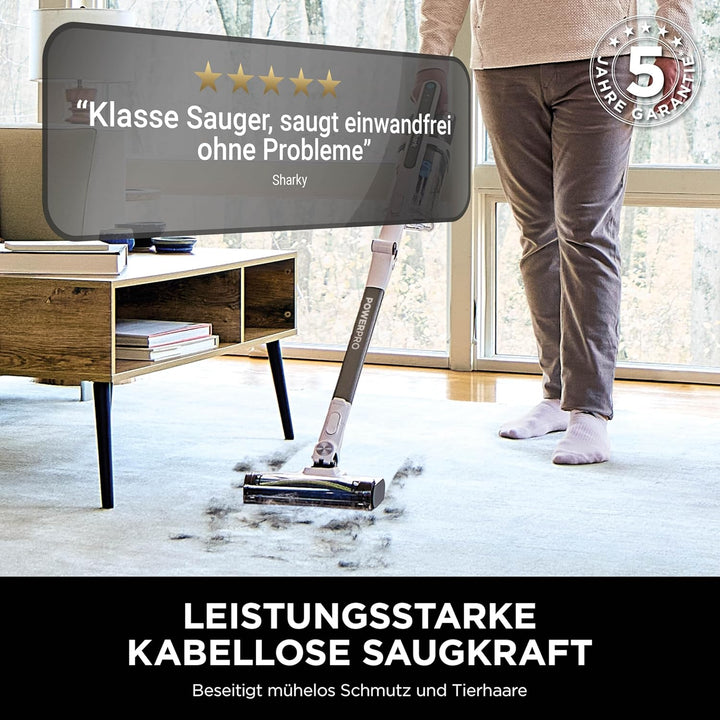 Shark PowerPro Akku-Staubsauger freistehend, bis 50 Min. Laufzeit, kabellos, beutellos, für Tierhaar