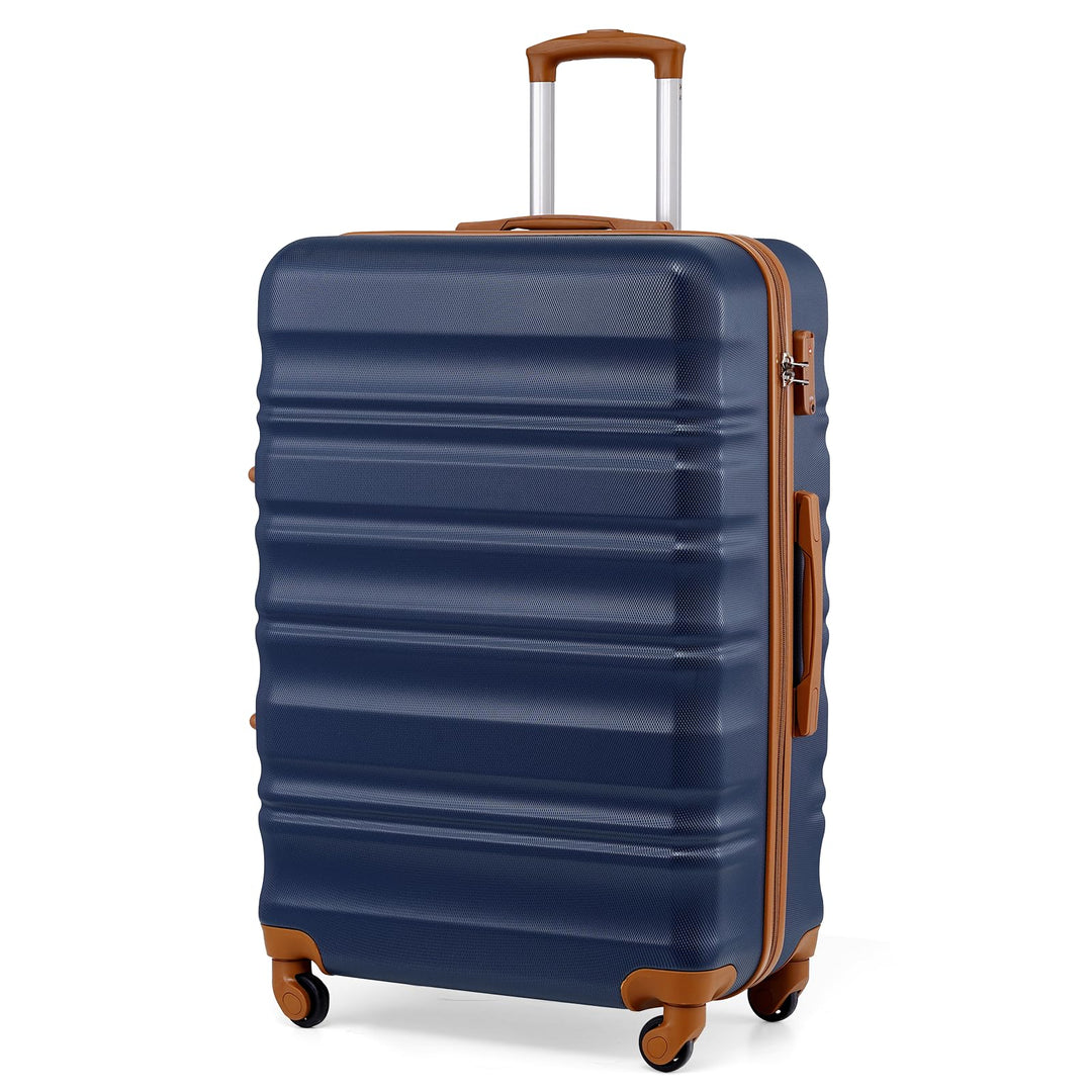 COOLIFE Hartschalen-Koffer Trolley Rollkoffer Reisekoffer mit TSA-Schloss und 4 Rollen (Blau/Braun,