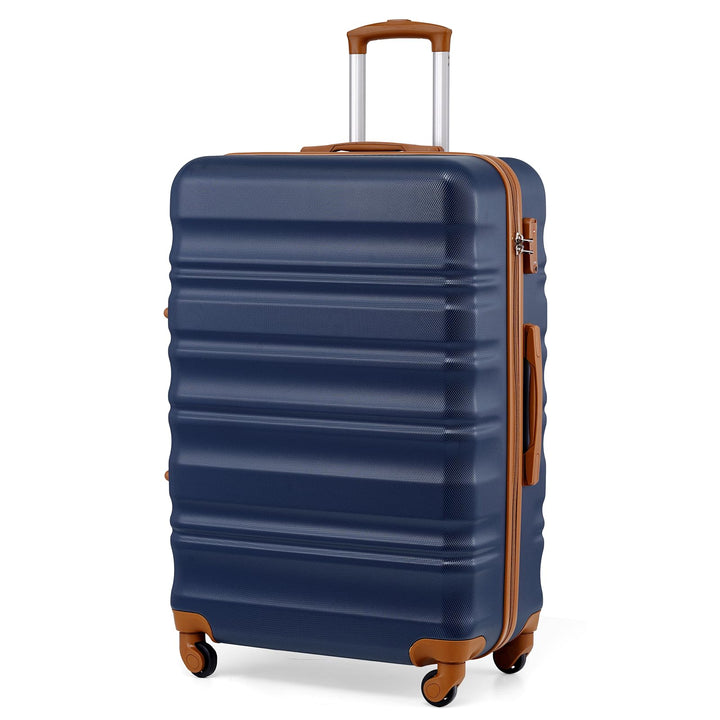 COOLIFE Hartschalen-Koffer Trolley Rollkoffer Reisekoffer mit TSA-Schloss und 4 Rollen (Blau/Braun,