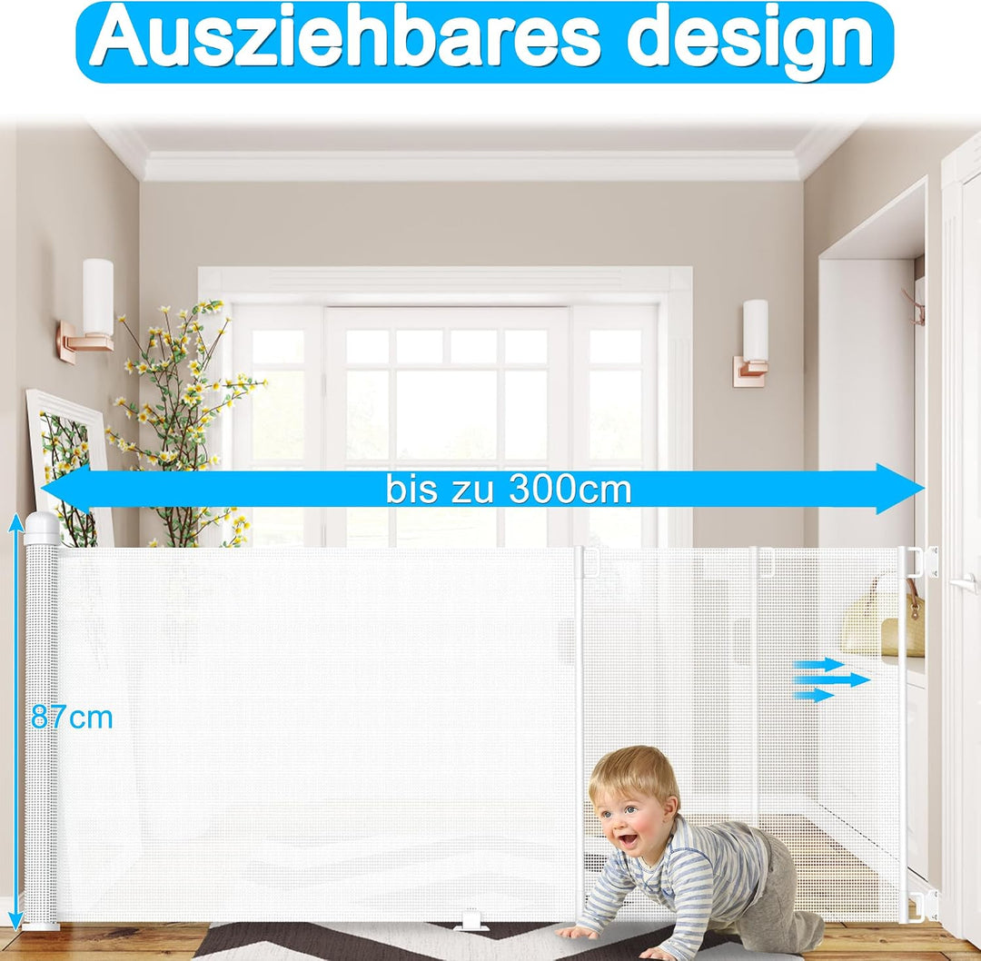 LZQ Türschutzgitter Treppenschutzgitter Roll für Babys und Haustiere, 0-300cm, 87 cm Hoch Baby Abspe