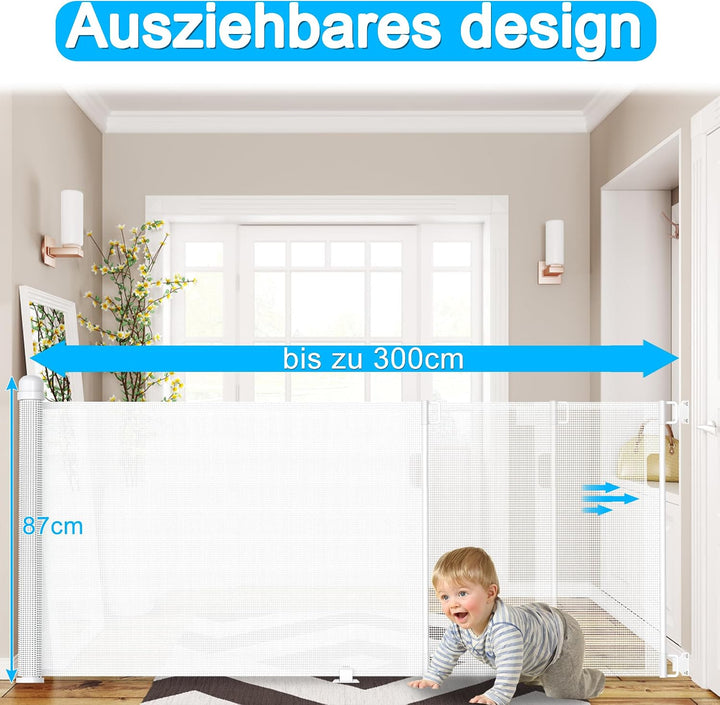 LZQ Türschutzgitter Treppenschutzgitter Roll für Babys und Haustiere, 0-300cm, 87 cm Hoch Baby Abspe