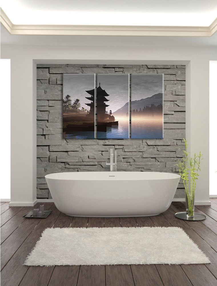 Pixxprint Chinesisches Haus B&W Detail 3-Teiler Leinwandbild 120x80 Bild auf Leinwand