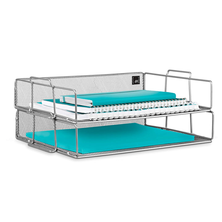 Mindspace 2 Ebenen stapelbar Brief Fach Stifthalter Silber, Silber